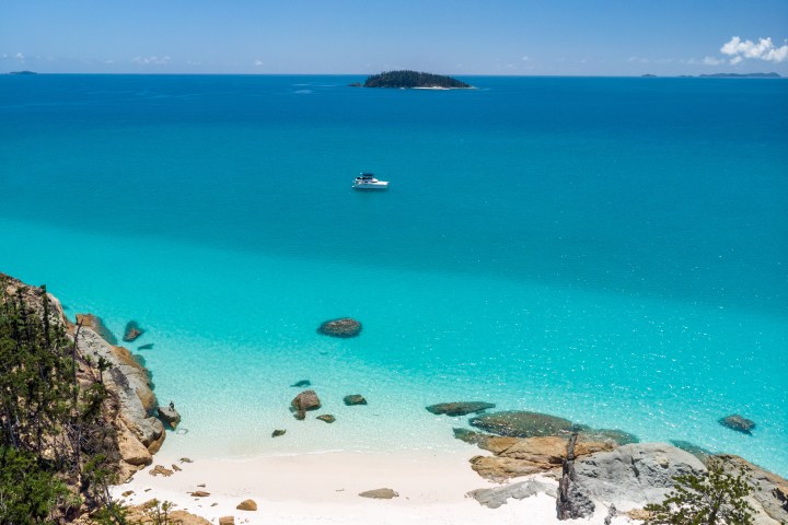 Bettys Beach, a secluded beach next to Hill Inlet and Whitehaven Beach Whitsundays with Lady Enid